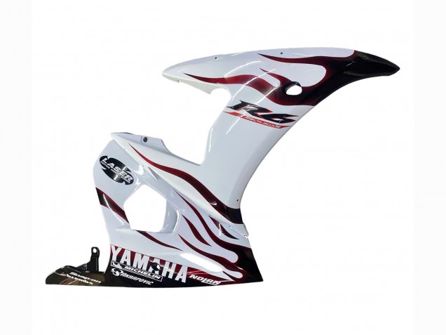 2006-2009 Yamaha YZF R6S Motorcycle Fairings - White with Dark Black Flame Canada Suppliers