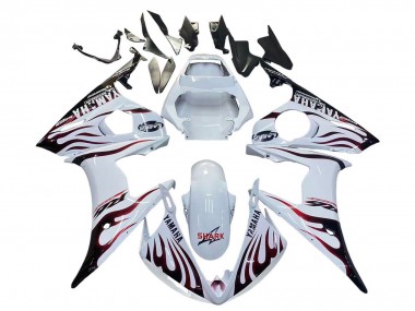 2006-2009 Yamaha YZF R6S Motorcycle Fairings - White with Dark Black Flame Canada Suppliers