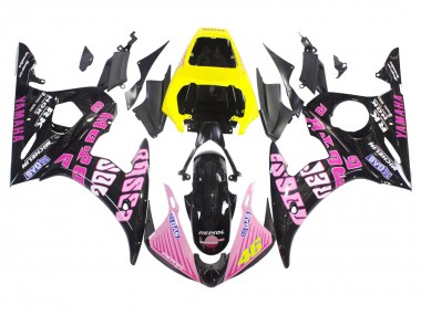 2003-2004 Yamaha YZF R6 Motorcycle Fairings - Yellow Pink Glossy Black Rossi Repsol 46 Canada Suppliers