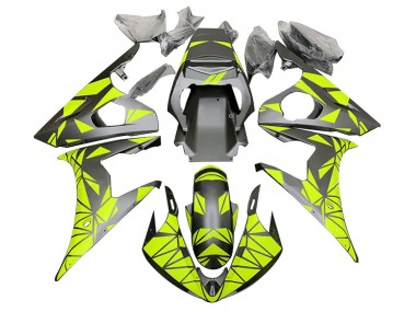 2006-2009 Yamaha YZF R6S Motorcycle Fairings - Neon Green Matte Black Geometric Canada Suppliers