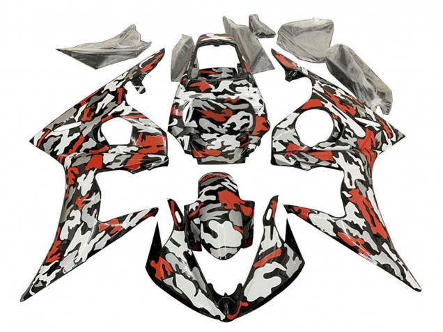 2006-2009 Yamaha YZF R6S Motorcycle Fairings - Black Red Grey Camouflage Canada Suppliers
