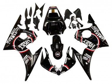 2005 Yamaha YZF 600 R6 Motorcycle Fairings - Glossy Black White Lucky Strike Motul Canada Suppliers
