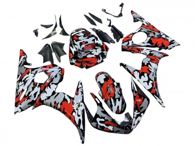 2005 Yamaha YZF 600 R6 Motorcycle Fairings - Black Red Grey Camouflage Canada Suppliers