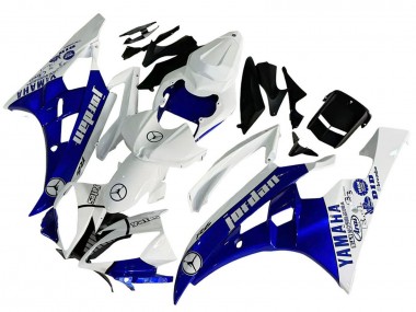 2006-2007 Yamaha YZF 600 R6 Motorcycle Fairings - White Blue Jordan Canada Suppliers