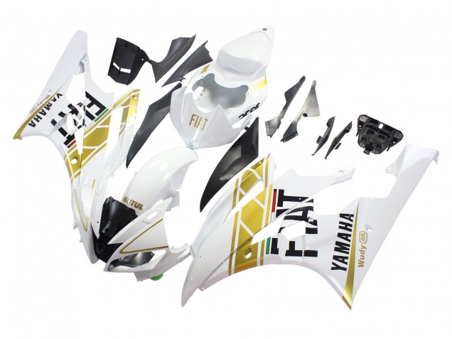 2006-2007 Yamaha YZF 600 R6 Motorcycle Fairings - White Gold Black Fiat Canada Suppliers