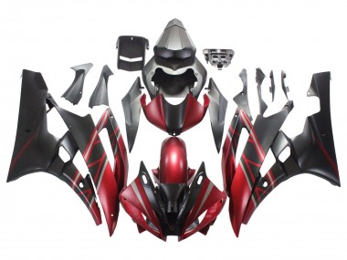 2006-2007 Yamaha YZF 600 R6 Motorcycle Fairings - Red Matte Black Canada Suppliers
