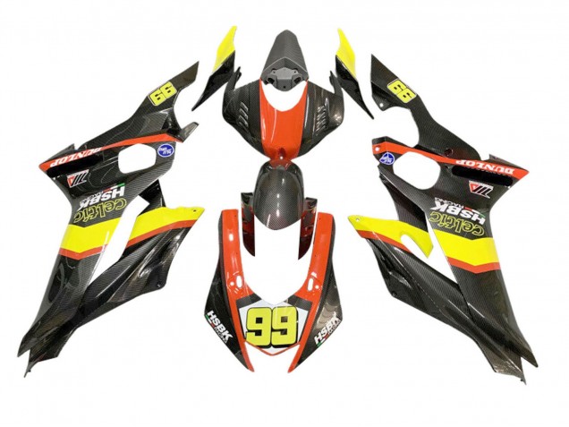 2008-2016 Yamaha YZF 600 R6 Motorcycle Fairings - Yellow Orange Black Carbon Fiber Style Canada Suppliers