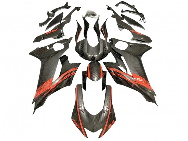 2017-2023 Yamaha YZF 600 R6 Motorcycle Fairings - Red Black Carbon Fiber Style Canada Suppliers