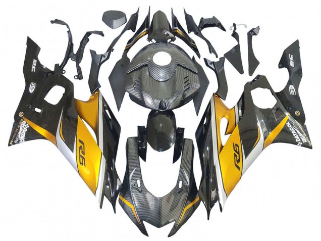 2017-2023 Yamaha YZF 600 R6 Motorcycle Fairings - Gold Black Carbon Fiber Canada Suppliers