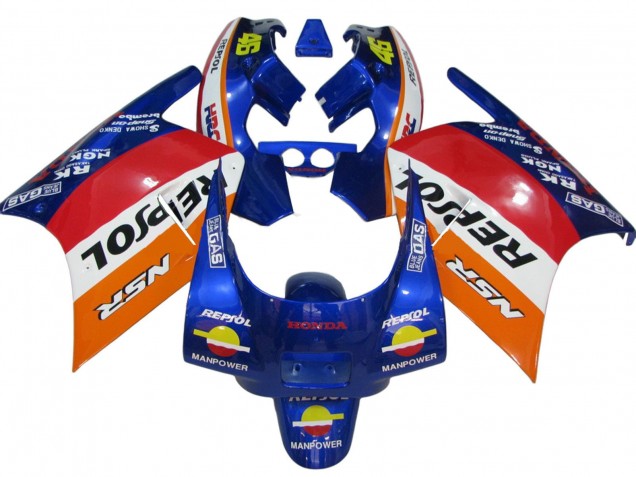 1988-1989 Honda NSR250R Motorcycle Fairings - Orange White Red Blue Repsol Canada Suppliers