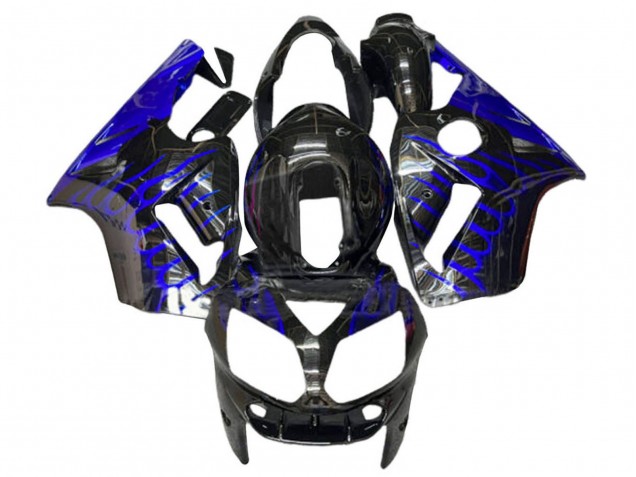 2000-2001 Kawasaki ZX12R Motorcycle Fairings - Glossy Black Blue Flame Canada Suppliers