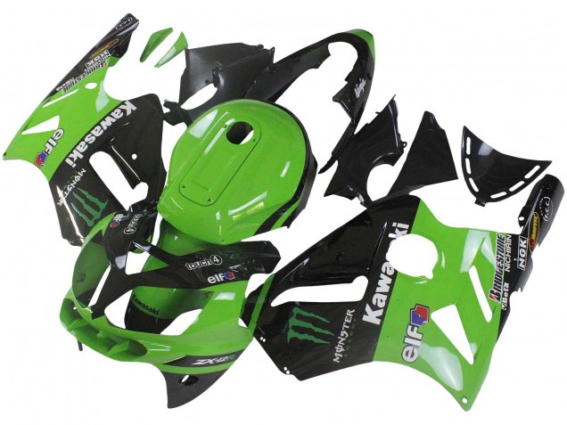 2002-2006 Kawasaki ZX12R Motorcycle Fairing - Green Glossy Black Elf Touch4 Monster Canada Suppliers