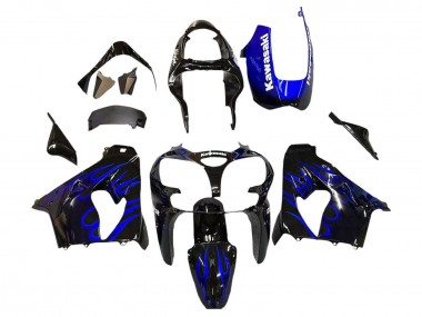 2000-2001 Kawasaki ZX9R Motorcycle Fairings - Glossy Black Blue Flame White Canada Suppliers