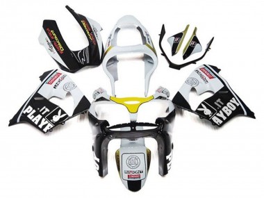 2002-2003 Kawasaki ZX9R Motorcycle Fairings - White Black Yellow Playboy Canada Suppliers