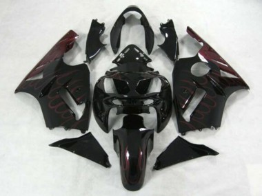 2002-2006 Kawasaki ZX12R Motorcycle Fairings - Glossy Black Burgundy Flame Canada Suppliers