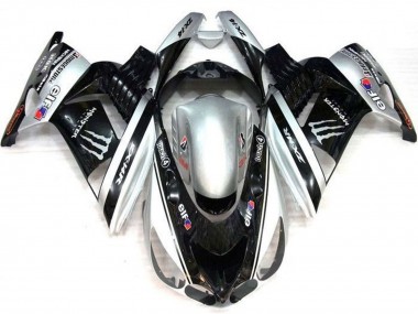 2006-2011 Kawasaki ZX14R ZZR1400 Motorcycle Fairings - Silver Black Elf Touch4 Monster Bridgestone Canada Suppliers