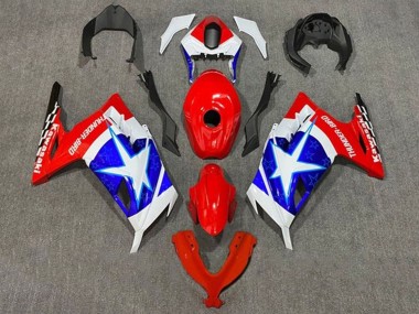2013-2024 Kawasaki EX300 Motorcycle Fairings - White Red Blue Star Captain America Canada Suppliers
