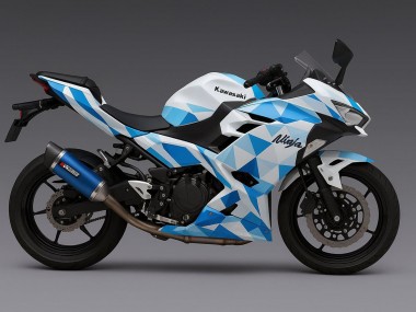 2024-2025 Kawasaki Ninja 500 EX500R Motorcycle Fairings - White Blue Geometric Canada Suppliers