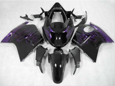 1996-2007 Honda CBR1100XX Blackbird Motorcycle Fairing - Glossy Black Purple Flame Canada Suppliers