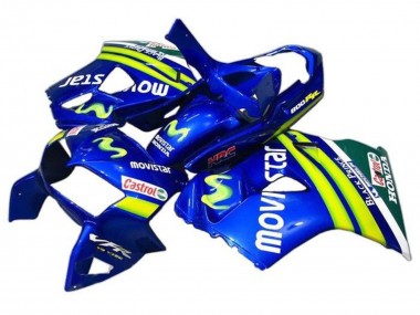 1998-2001 Honda VFR 800 Motorcycle Fairings - Blue Green White MoviStar Castrol HRC Black Prince Canada Suppliers
