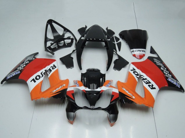 2002-2013 Honda VFR 800 Motorcycle Fairings - Orange White Red Glossy Black Repsol Canada Suppliers