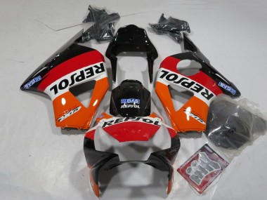 2002-2003 Honda CBR900RR 954 Motorcycle Fairings - Orange White Red Glossy Black Repsol Canada Suppliers
