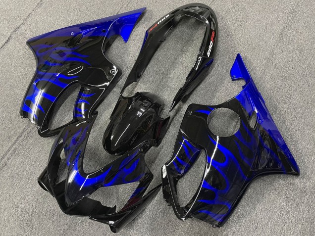 2004-2007 Honda CBR600 F4i Motorcycle Fairings - Glossy Black Blue Flame Canada Suppliers