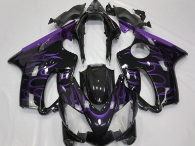 2004-2007 Honda CBR600 F4i Motorcycle Fairings - Glossy Black Purple Flame Canada Suppliers