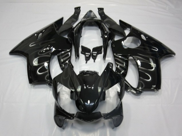 2004-2007 Honda CBR600 F4i Motorcycle Fairings - Glossy Black White Flame Canada Suppliers