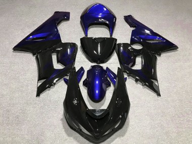 2005-2006 Kawasaki ZX6R Motorcycle Fairing - Blue Glossy Black Canada Suppliers