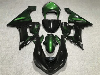 2005-2006 Kawasaki ZX6R Motorcycle Fairings - Green Glossy Black Canada Suppliers