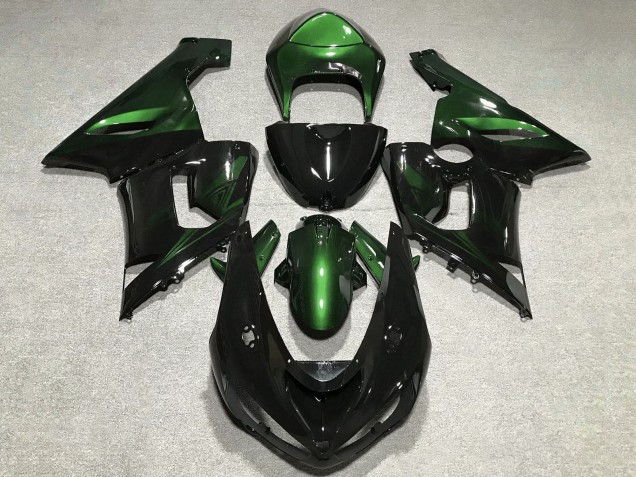 2005-2006 Kawasaki ZX6R Motorcycle Fairings - Green Glossy Black Canada Suppliers