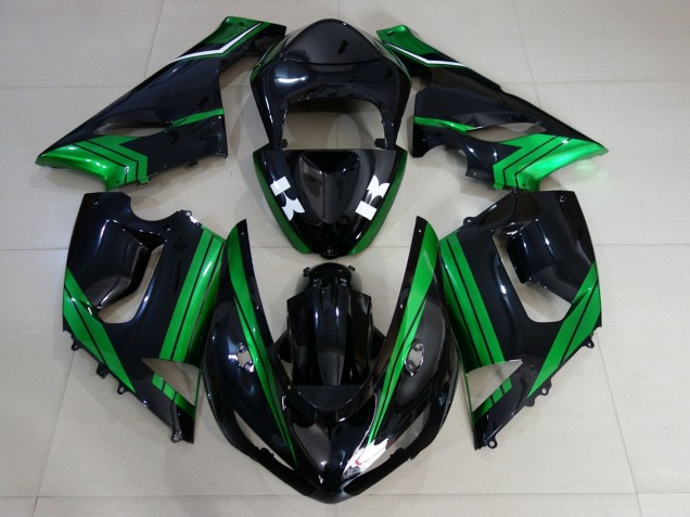 2005-2006 Kawasaki ZX6R Motorcycle Fairings - Green White Glossy Black Canada Suppliers