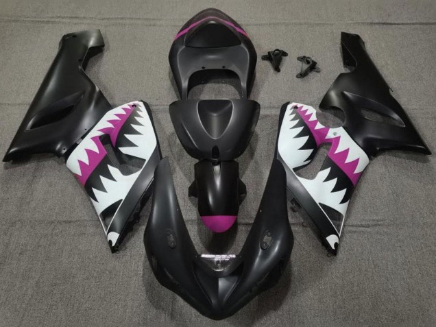 2005-2006 Kawasaki ZX6R Motorcycle Fairings - Matte Black White Pink Shark Canada Suppliers