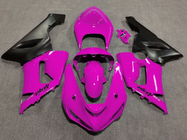 2005-2006 Kawasaki ZX6R Motorcycle Fairings - Pink Matte Black Canada Suppliers