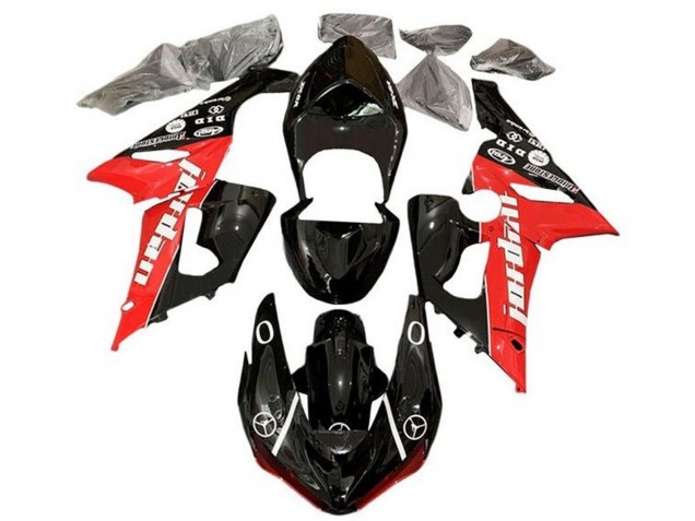 2005-2006 Kawasaki ZX6R Motorcycle Fairings - Glossy Black Red White Jordan Canada Suppliers