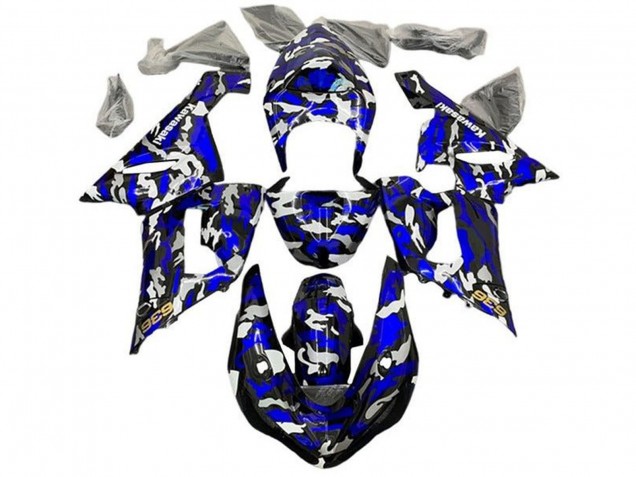 2005-2006 Kawasaki ZX6R Motorcycle Fairings - Blue Camouflage Canada Suppliers