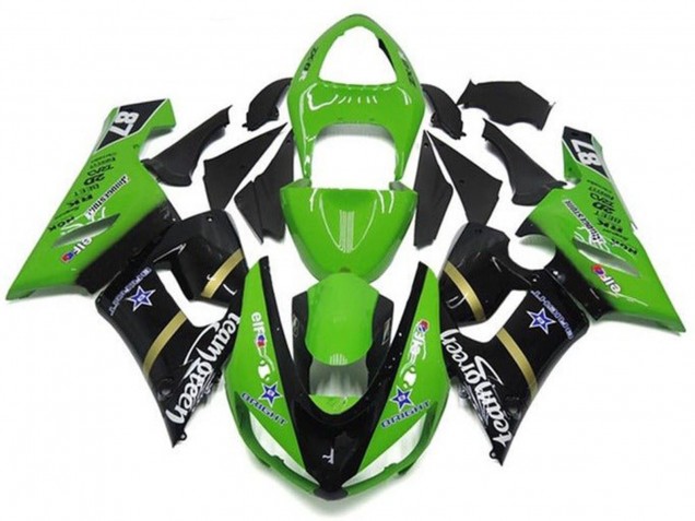 2005-2006 Kawasaki ZX6R Motorcycle Fairings - Green Glossy Black Blue Star Team Green Canada Suppliers