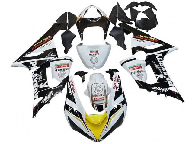 2005-2006 Kawasaki ZX6R Motorcycle Fairings - White Black Yellow Red Rizoma Playboy Canada Suppliers