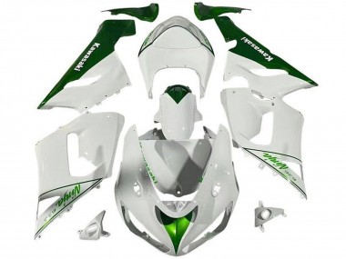 2005-2006 Kawasaki ZX6R Motorcycle Fairings - White Green Canada Suppliers