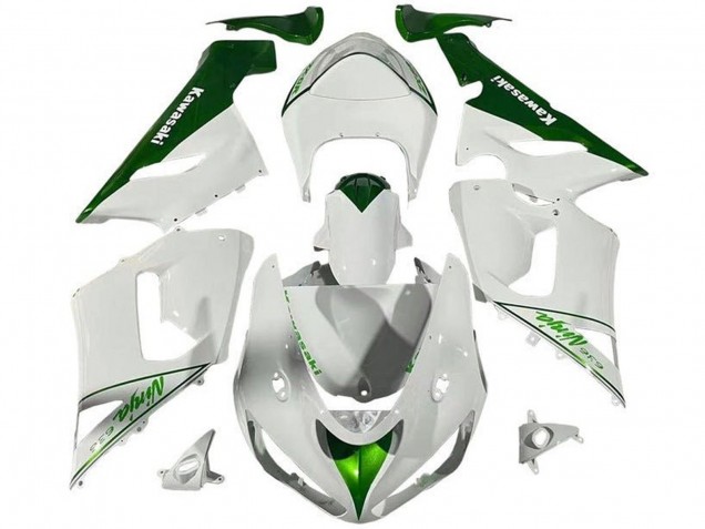 2005-2006 Kawasaki ZX6R Motorcycle Fairings - White Green Canada Suppliers