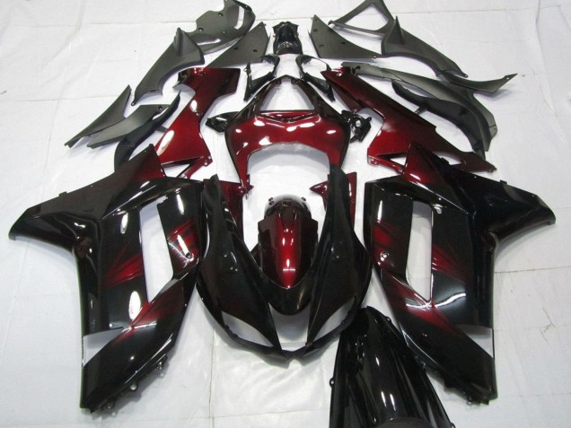 2007-2008 Kawasaki ZX6R Motorcycle Fairings - Black Dark Red Canada Suppliers