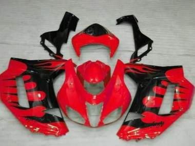 2007-2008 Kawasaki ZX6R Motorcycle Fairings - Red Black Flame Canada Suppliers