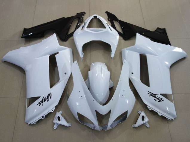 2007-2008 Kawasaki ZX6R Motorcycle Fairings - White Black Canada Suppliers