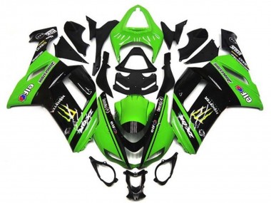 2007-2008 Kawasaki ZX6R Motorcycle Fairings - Green Black Monster Elf Canada Suppliers