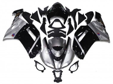 2007-2008 Kawasaki ZX6R Motorcycle Fairings - Silver Black Elf Canada Suppliers