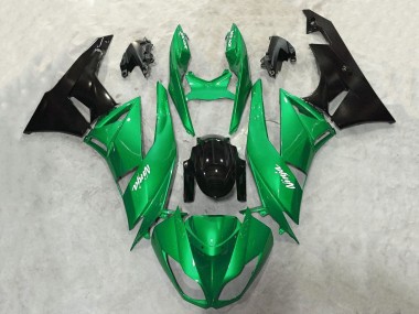 2009-2012 Kawasaki ZX6R Motorcycle Fairings - Green Glossy Black White Ninja Canada Suppliers