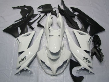 2009-2012 Kawasaki ZX6R Motorcycle Fairings - White Matte Black Canada Suppliers