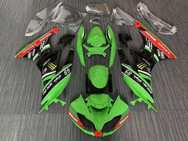 2009-2012 Kawasaki ZX6R Motorcycle Fairings - Green Glossy Black Red Yellow Monster Motocard Canada Suppliers