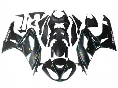 2009-2012 Kawasaki ZX6R Motorcycle Fairings - Matte Black Blue Yellow Stripe Canada Suppliers